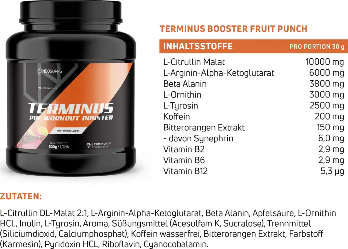Bild 2 von Neosupps Terminus Booster Fruit Punch, 600 g