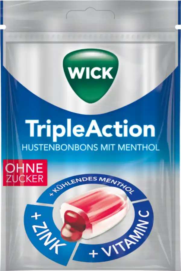 Bild 1 von Wick Gefüllte Hustenbonbons mit Menthol, 72 g