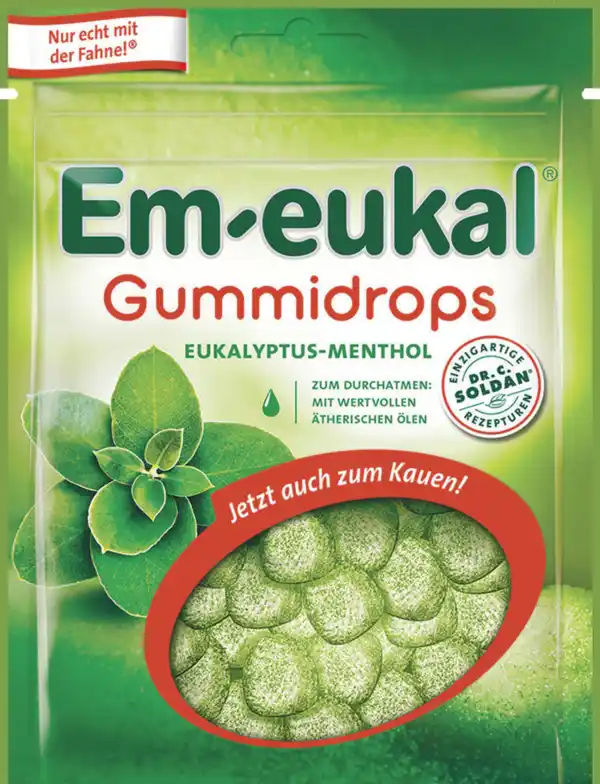 Bild 1 von Em-eukal Gummibonbons Eulalyptus-Menthol mit ätherischen Ölen, 90 g