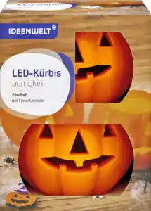 IDEENWELT LED Echtwachs-Kürbisse 2er-Set