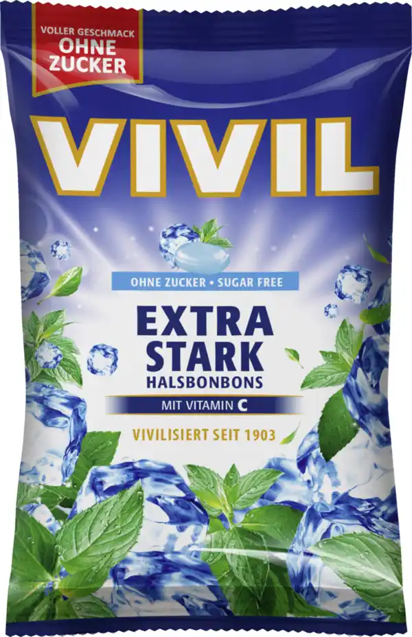 Bild 1 von VIVIL Extra Stark Halsbonbons ohne Zucker, 120 g