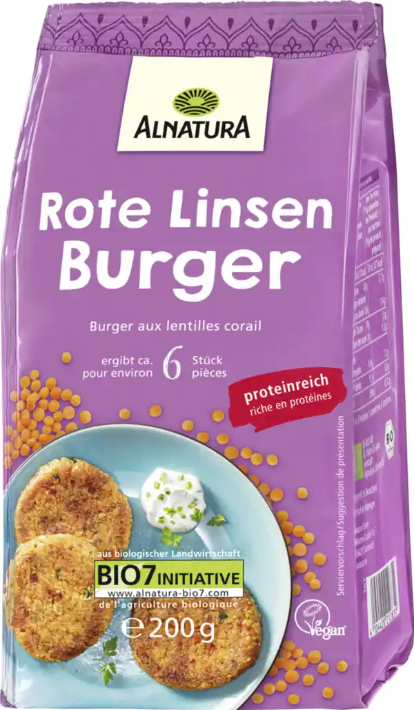 Bild 1 von Alnatura Bio Rote Linsen Burger, 200 g