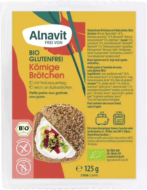 Bild 1 von Alnavit Bio Körnige Brötchen, 125 g