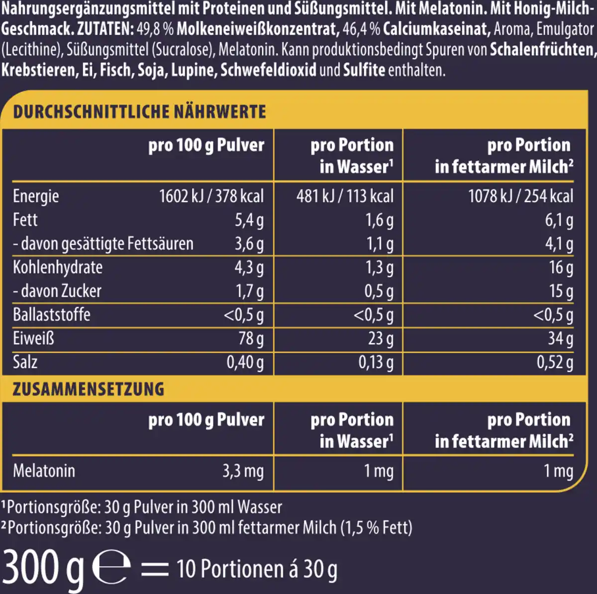 Bild 2 von WellMix Night Protein Milk & Honey Flavour, 300 g