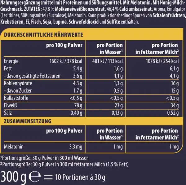 Bild 2 von WellMix Night Protein Milk & Honey Flavour, 300 g