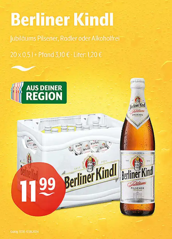 Bild 1 von Berliner Kindl Jubiläums Pilsener, Radler oder Alkoholfrei