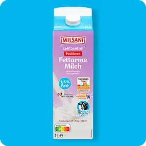 MILSANI Laktosefreie H-Milch, Fettarme Milch