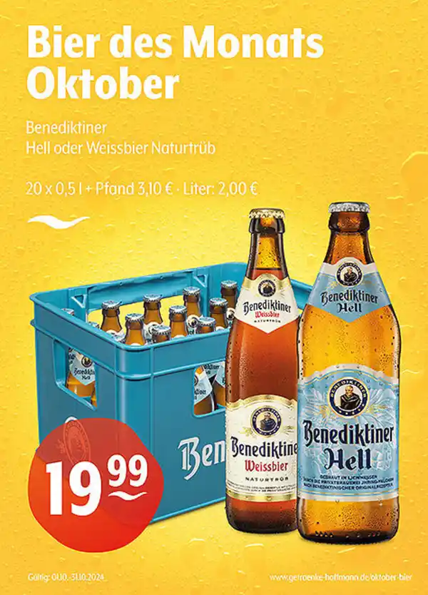 Bild 1 von Bier des Monats Oktober Benediktiner Hell oder Weissbier Naturtrüb