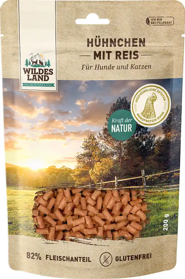 Bild 1 von Wildes Land Hunde- und Katzensnack Hühnchen mit Reis, 200 g