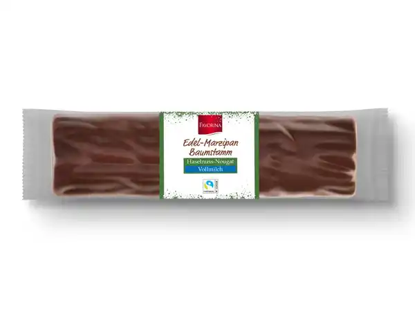 Bild 1 von Favorina Edelmarzipan Baumstamm Haselnuss-Nougat Vollmilch,  100 g