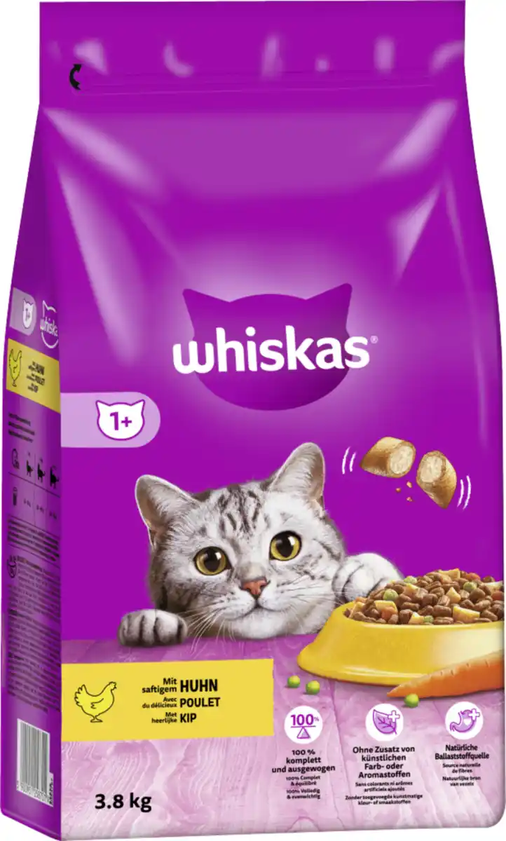 Bild 1 von Whiskas 1+ mit Huhn Trockenfutter, 3.800 g