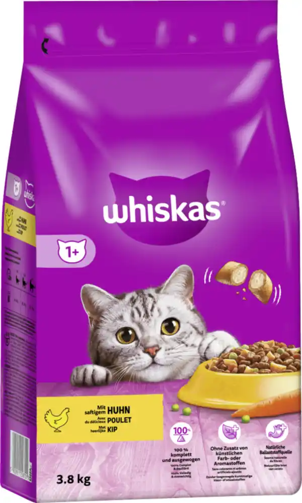 Bild 1 von Whiskas 1+ mit Huhn Trockenfutter, 3.800 g