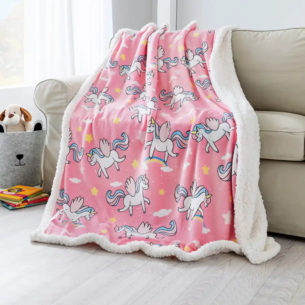 Bild 1 von Dreamtex-Junior Kinder-Coral-Sherpa-Kuscheldecke
