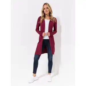 VIA MILANO Longcardigan, 1/1-Arm V-Ausschnitt offene Front figurbetont