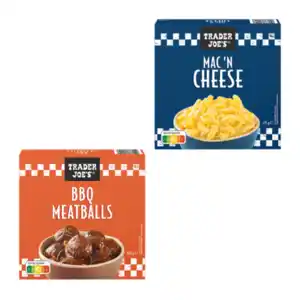 TRADER JOE’S Mac’n Cheese / Chili Con Carne / BBQ Meatballs