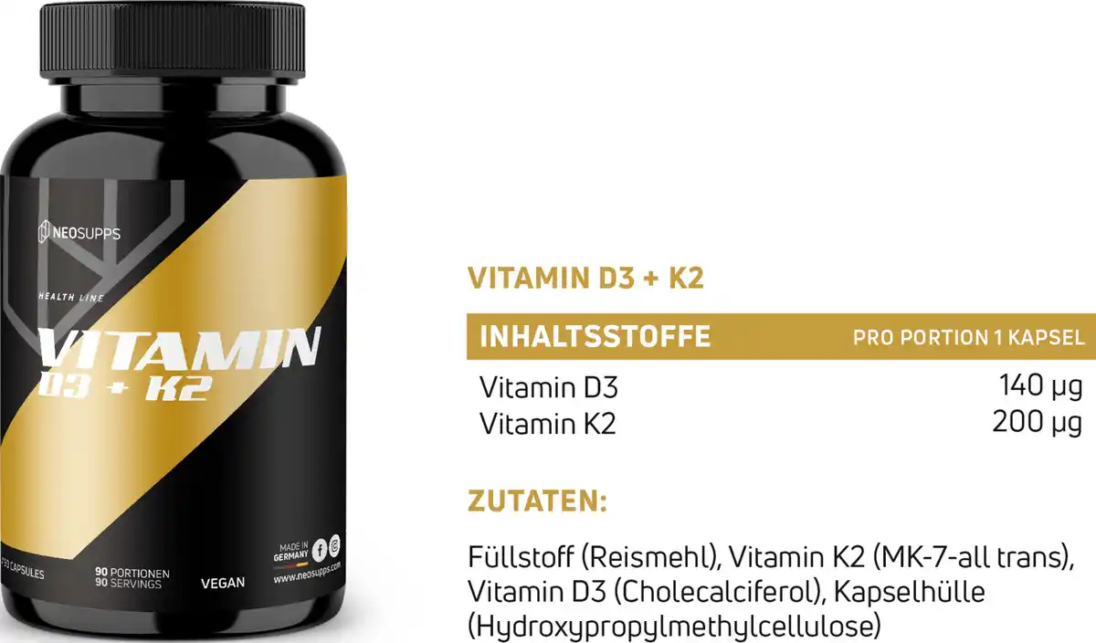 Bild 2 von Neosupps Vitamin D3 + K2 Kapseln