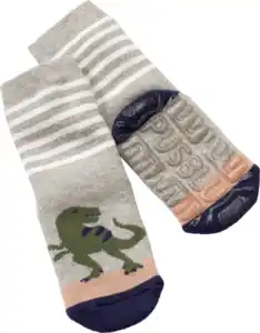 PUSBLU Stoppersocken mit Dino-Motiv, grau, Gr. 25/26