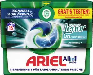 Ariel Universal+ All-in-1 Pods Vollwaschmittel Flüssig Touch of Unstoppables 15WL, 15 WL