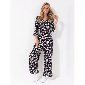 KIM & CO. Jumpsuit, 3/4-Arm Brazil Knit Jersey geknotete Optik figurumspielend