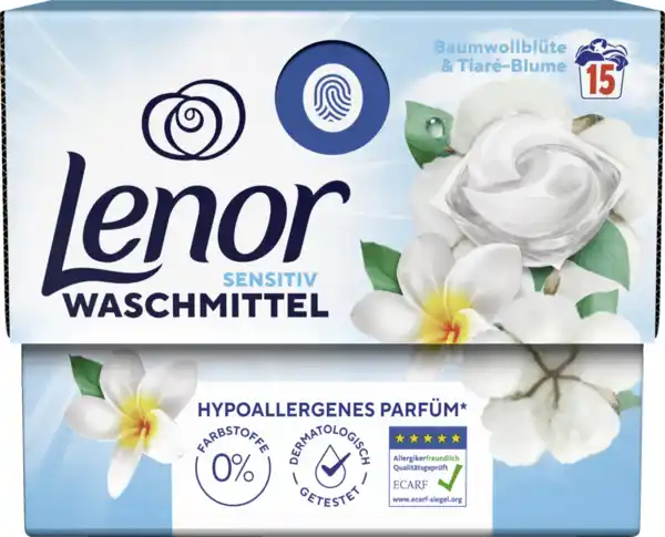 Bild 1 von Lenor Vollwaschmittel Flüssig All-in-1 Pods Sensitiv 15WL, 15 WL