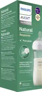 PHILIPS AVENT Natural Response Babyflasche aus Glas SCY933/01, 1M+ 240ml