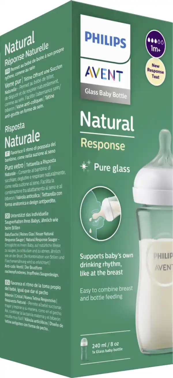 Bild 1 von PHILIPS AVENT Natural Response Babyflasche aus Glas SCY933/01, 1M+ 240ml