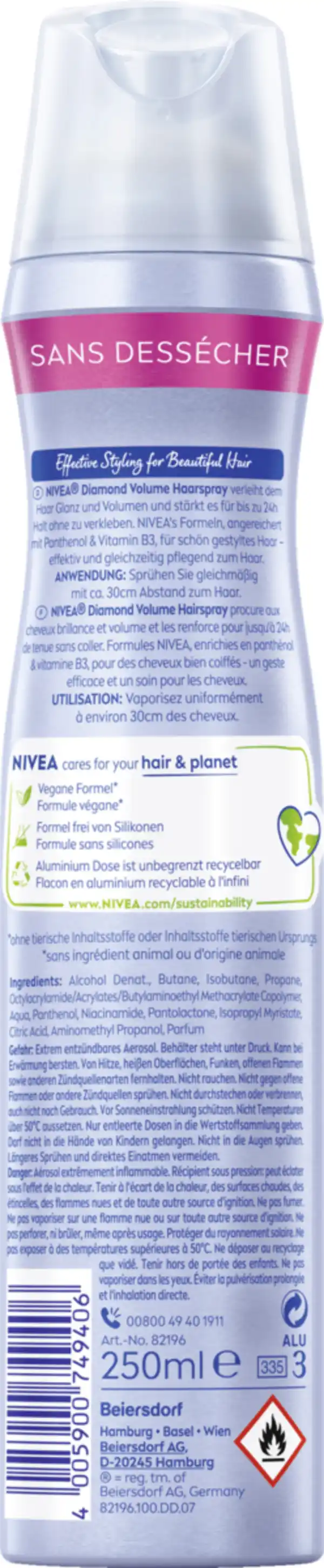 Bild 2 von NIVEA Diamant Volumen Haarspray, 250 ml