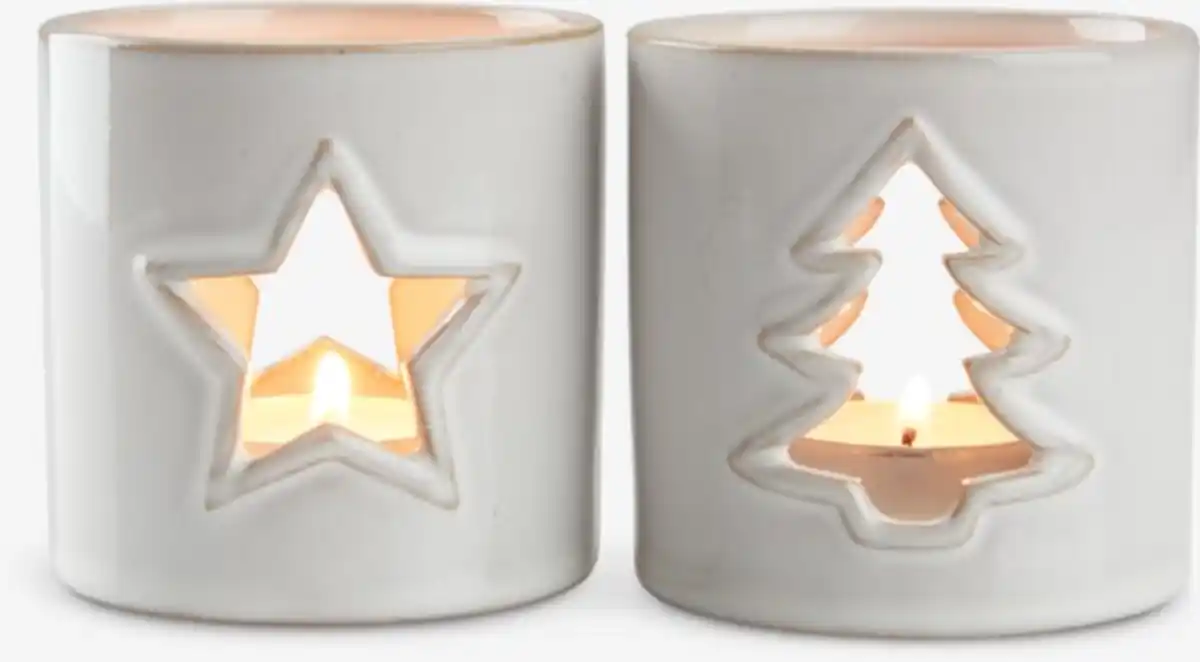 Bild 1 von Teelichthalter PERLE Ø8xH8cm Steinzeug weiß div.