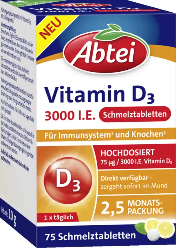 Bild 1 von Abtei Vitamin D3 3000 I.E.