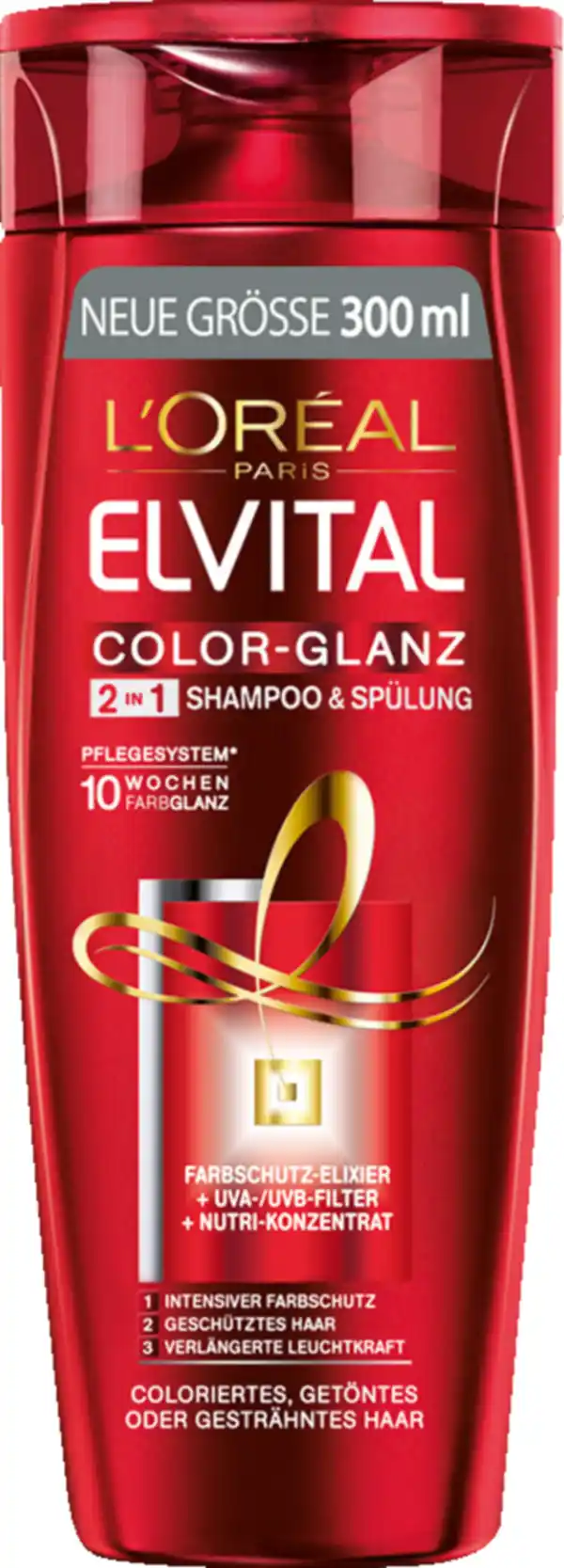 Bild 1 von L’Oréal Paris Elvital Shampoo & Spülung 2in1 Color-Glanz Farbschutz, 300 ml