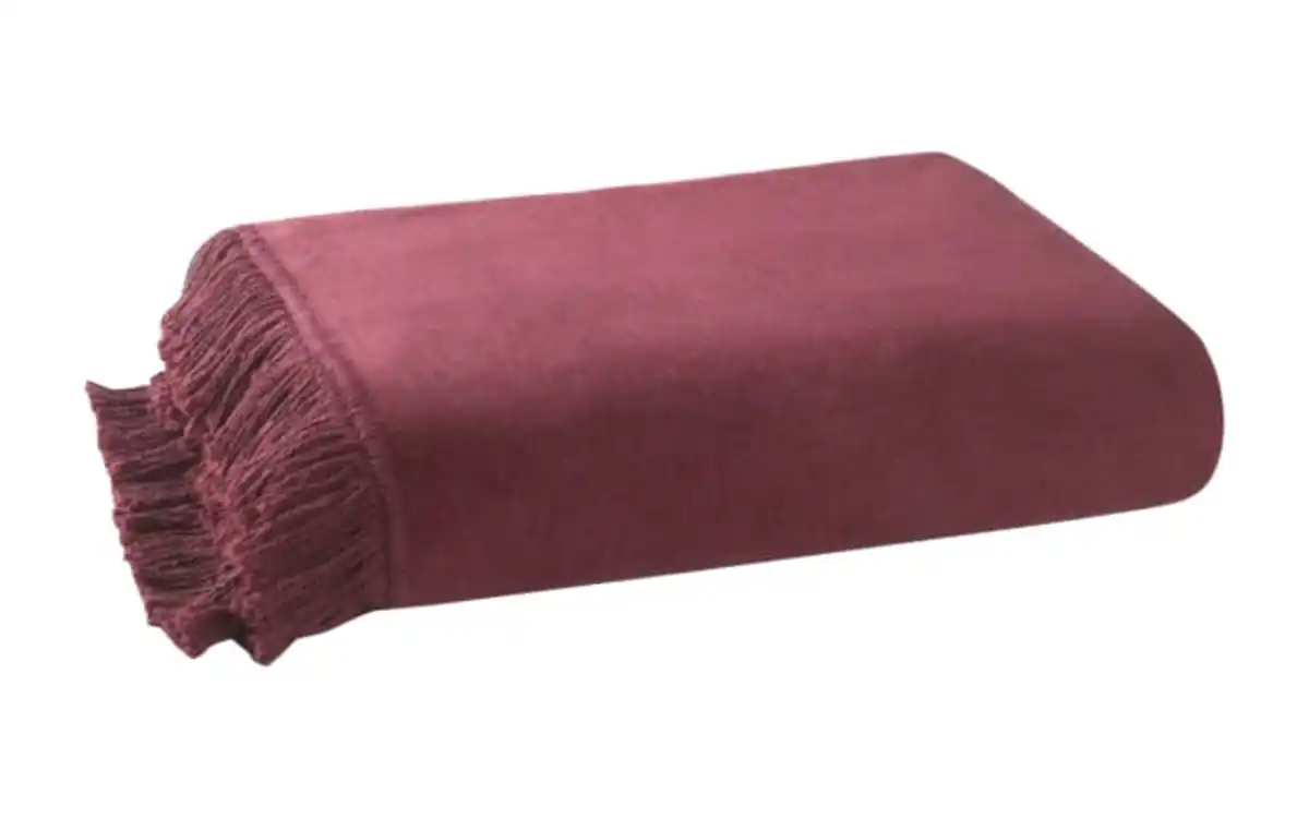 Bild 1 von Fransenplaid, bordeaux, 130 x 170 cm