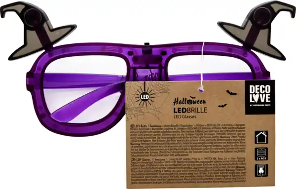 Bild 1 von IDEENWELT LED Halloween-Brille mit Hexenhut