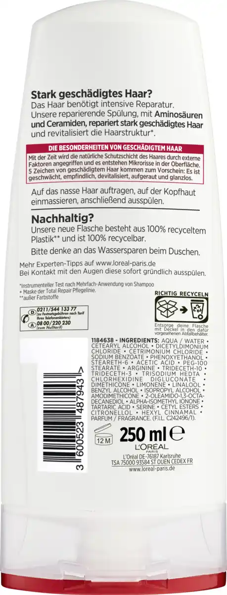 Bild 2 von L’Oréal Paris Elvital Spülung Total Repair 5 Stark Geschädigtes Haar, 250 ml