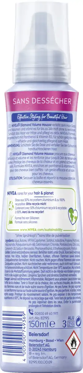 Bild 2 von NIVEA Diamant Volumen Schaumfestiger, 150 ml