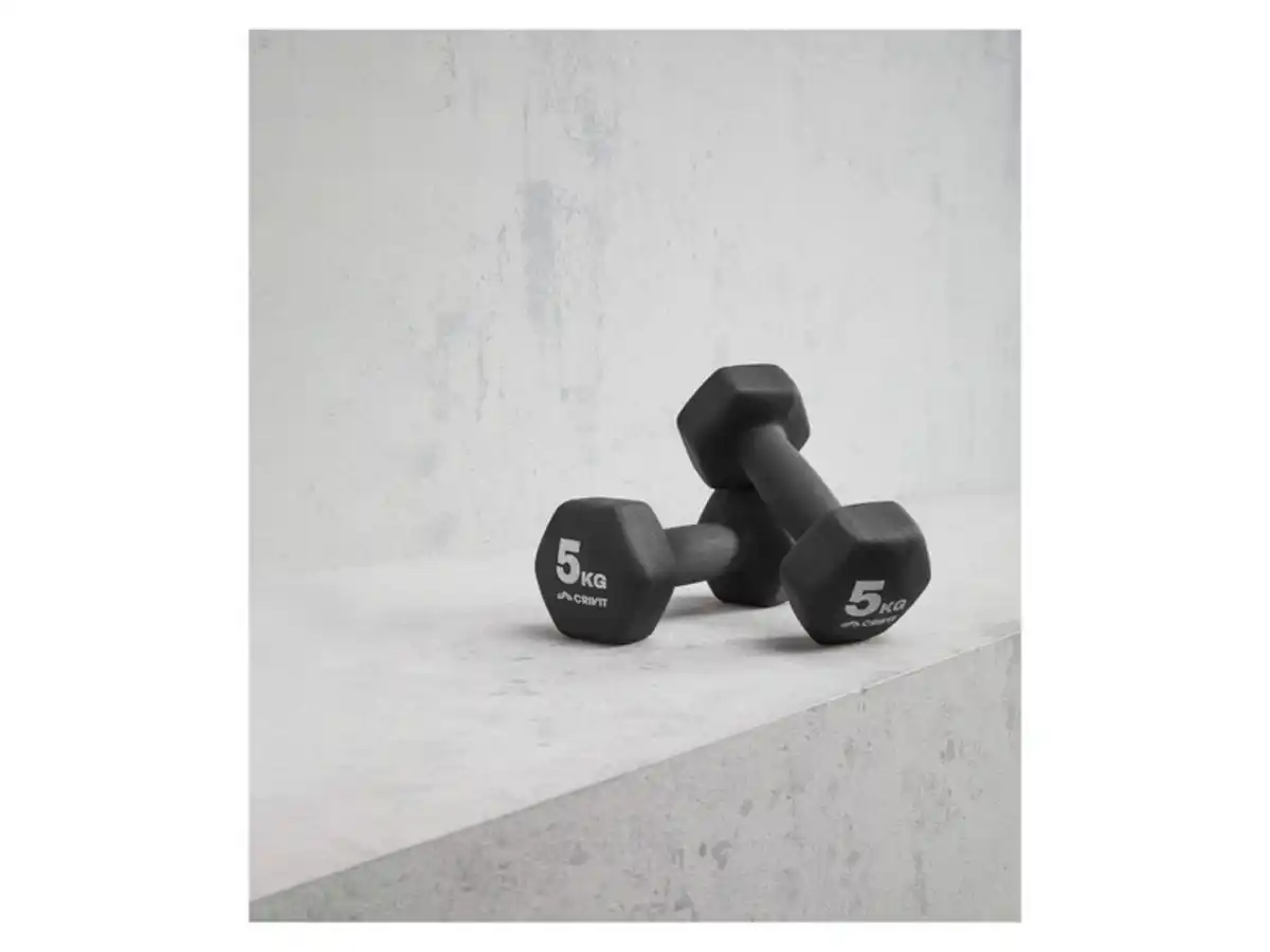 Bild 3 von CRIVIT Kurzhantel-Set, 2 x 5 kg, vielseitig einsetzbar (Achtungs LV: OSBE/NL/CZ/PL/SK/FR)