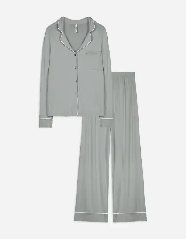 Bild 1 von Damen Pyjama Set aus Langarmshirt und Hose - dunkelgrün