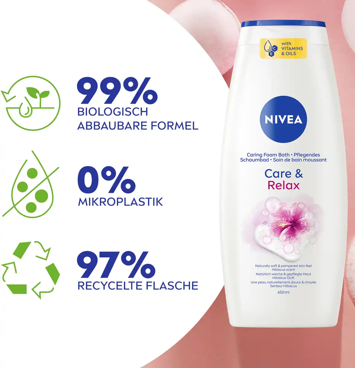 Bild 4 von NIVEA Care & Relax Pflegendes Schaumbad, 650 ml