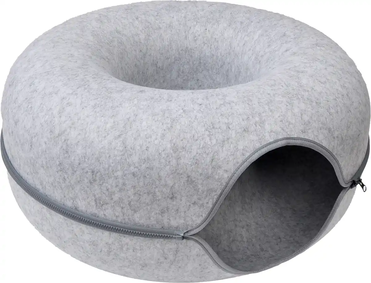Bild 1 von Aumüller Katzentunnel Donut Katzenhöhle dunkelgrau Filz mit Reißverschluss 60 x 60 x 30 cm