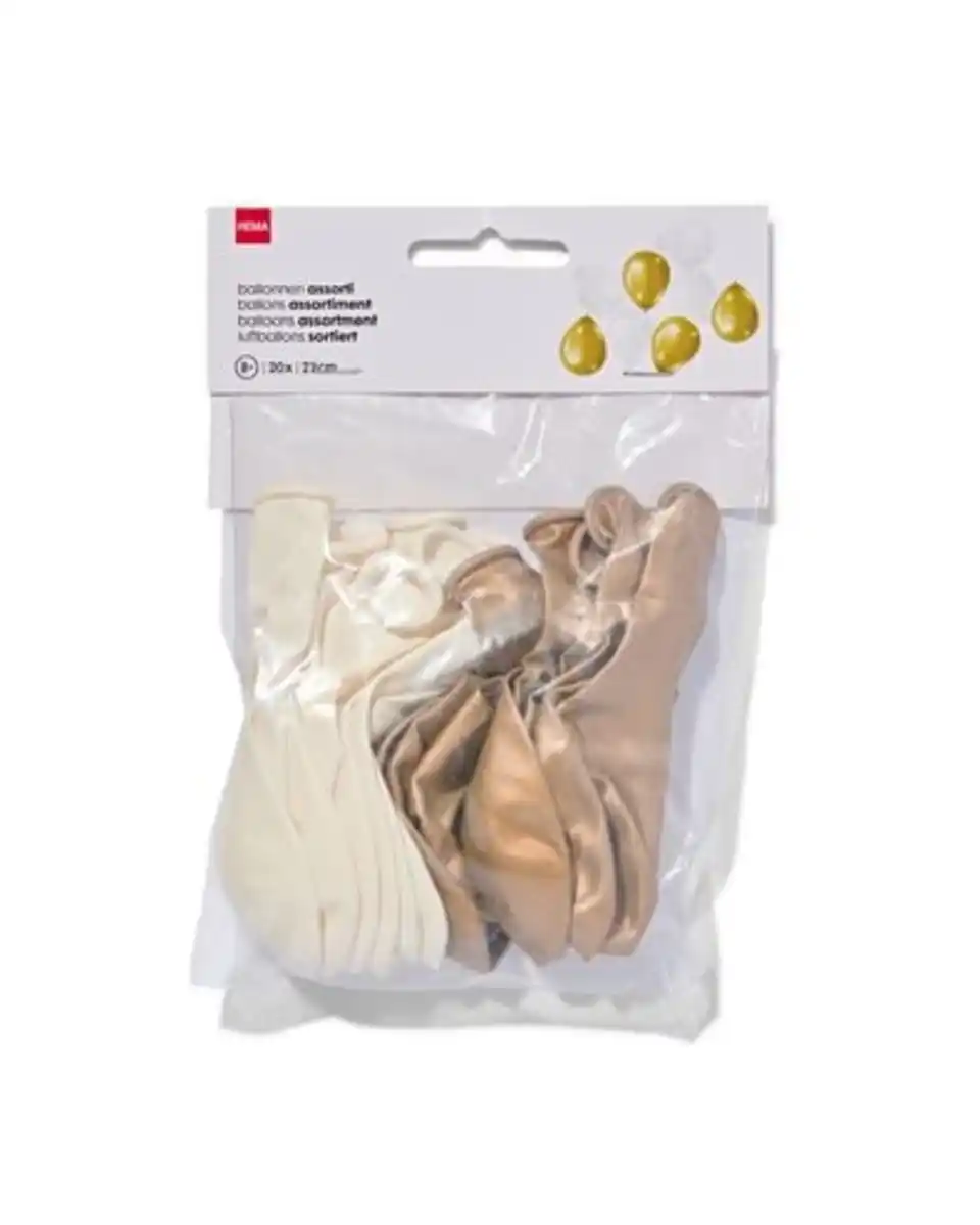 Bild 3 von 20er-Pack Luftballons, 23 cm, weiß/gold
