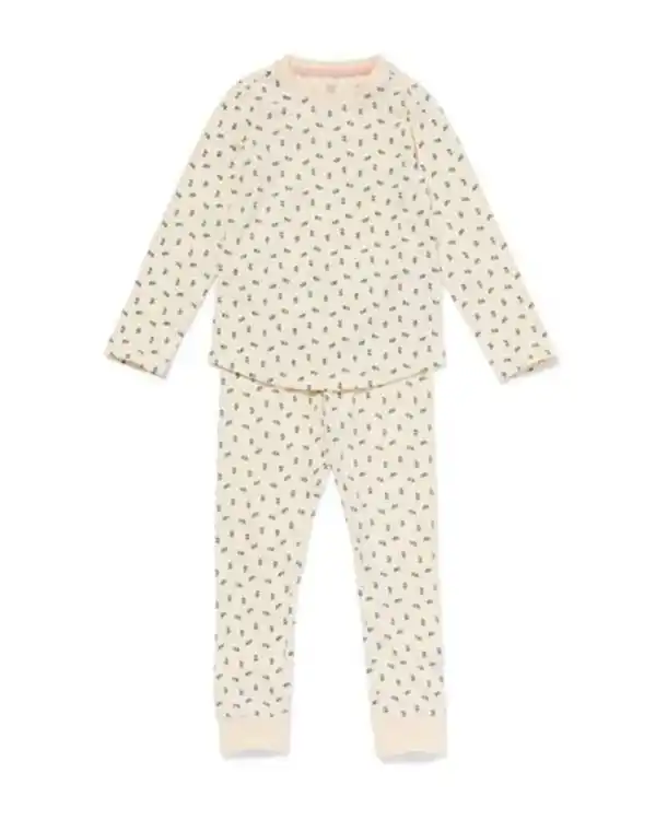 Bild 1 von Kinderpyjama Stretch-Baumwolle Blumen eierschalenfarben