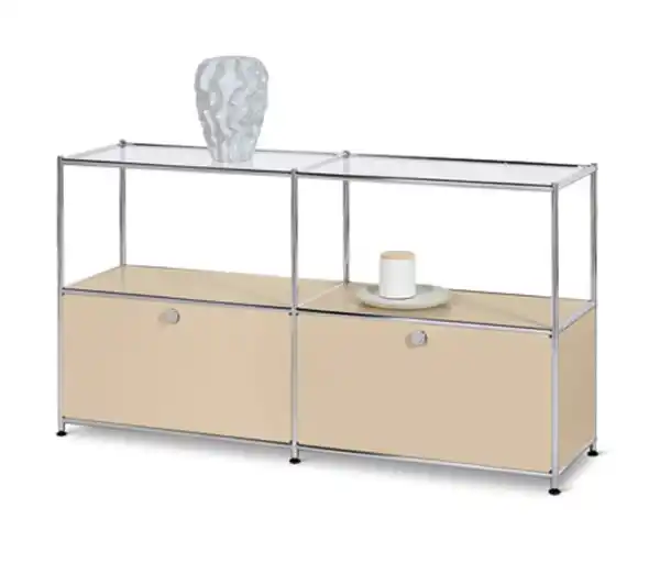 Bild 1 von Sideboard Metall »CN3« mit 2 Klappen und Glasböden, beige