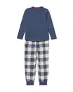 Bild 1 von Kinderpyjama Flanell Jersey mit Karos blau