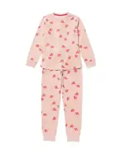 Kinderpyjama Samt Vogel rosa