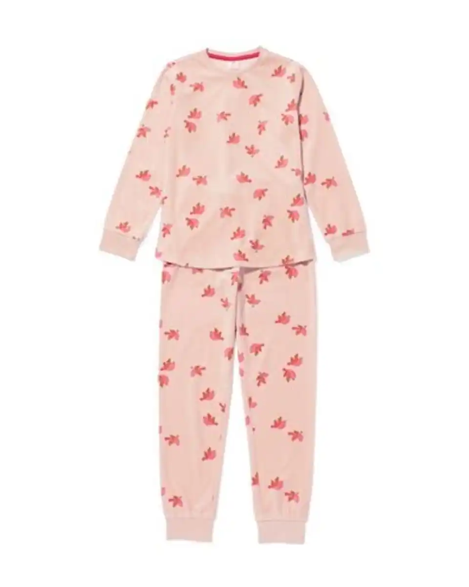 Bild 1 von Kinderpyjama Samt Vogel rosa