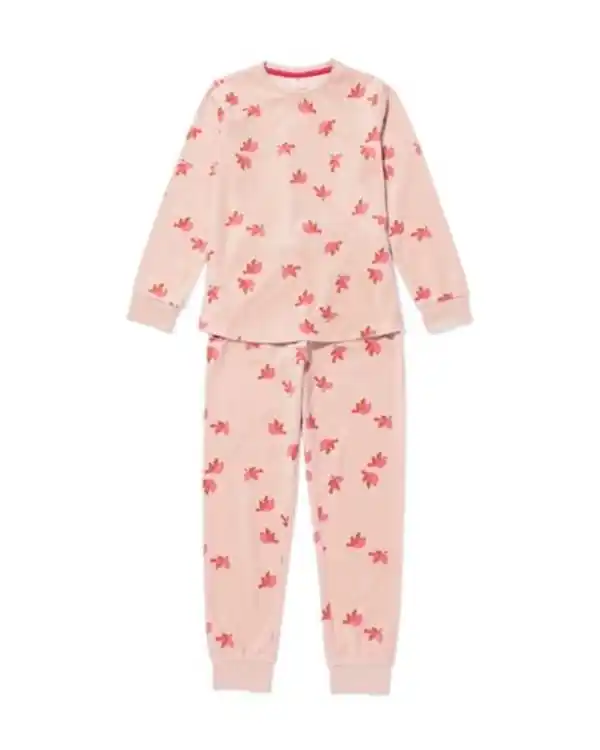 Bild 1 von Kinderpyjama Samt Vogel rosa