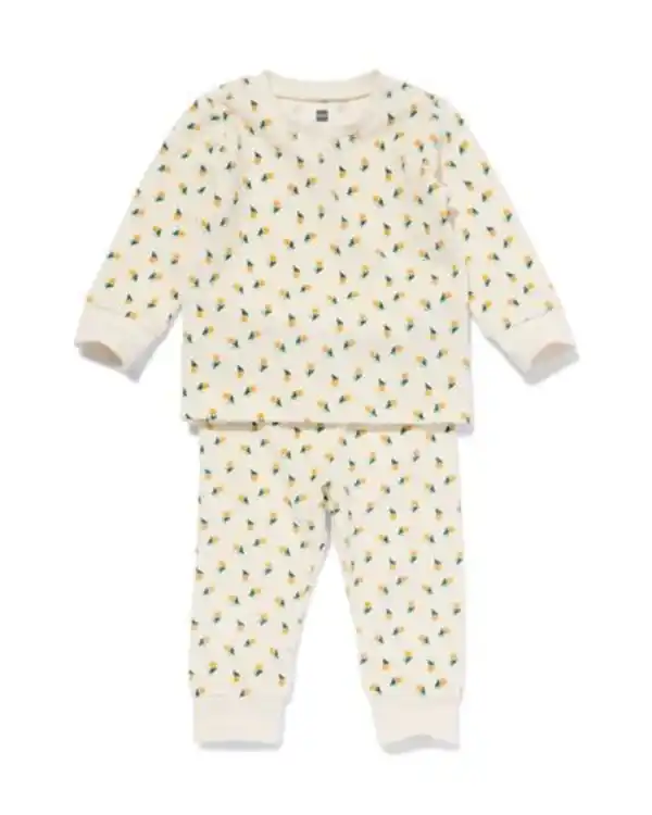 Bild 1 von Baby-Pyjama, Velours, Blumen eierschalenfarben