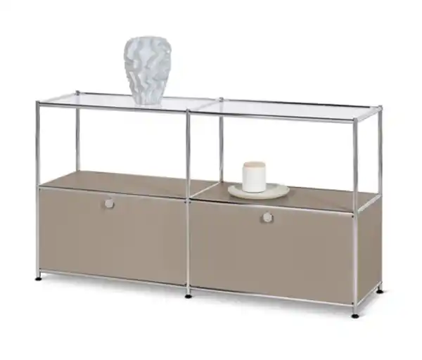 Bild 1 von Sideboard Metall »CN3« mit 2 Klappen und Glasböden, taupe