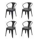 Bild 1 von 4er-Set Esszimmerstuhl MCW-H10d, Stuhl Küchenstuhl, Chesterfield Metall Kunstleder Industrial Gastronomie ~ schwarz-grau