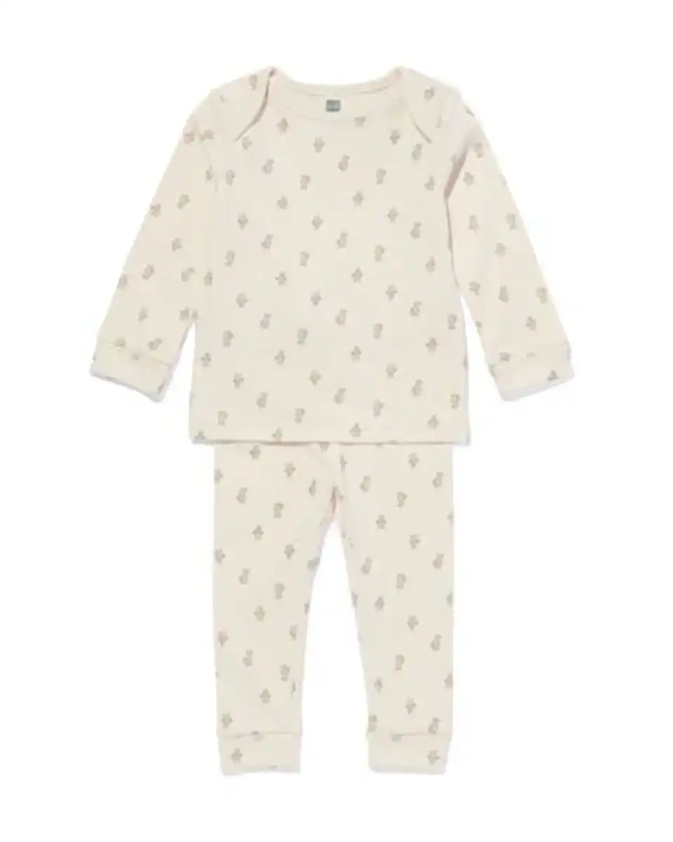 Bild 1 von größenflexibler Baby-Pyjama, gerippt, Enten eierschalenfarben