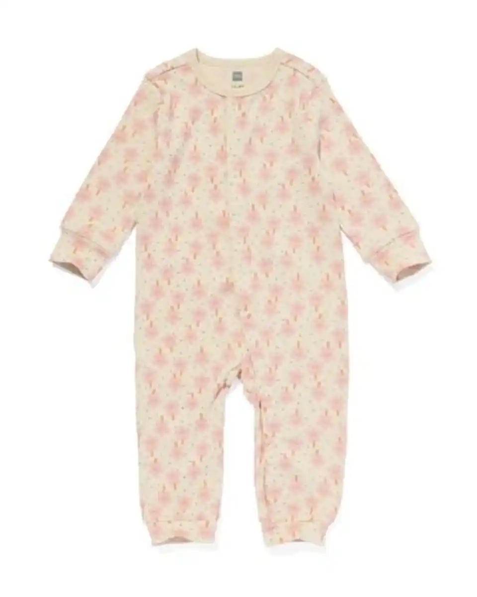 Bild 1 von babypyjama jumpsuit rib bloemen beige